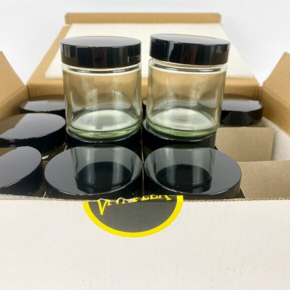 4oz Glass Cosmetic Jars with Black Lids - 12 Pack NWT✨